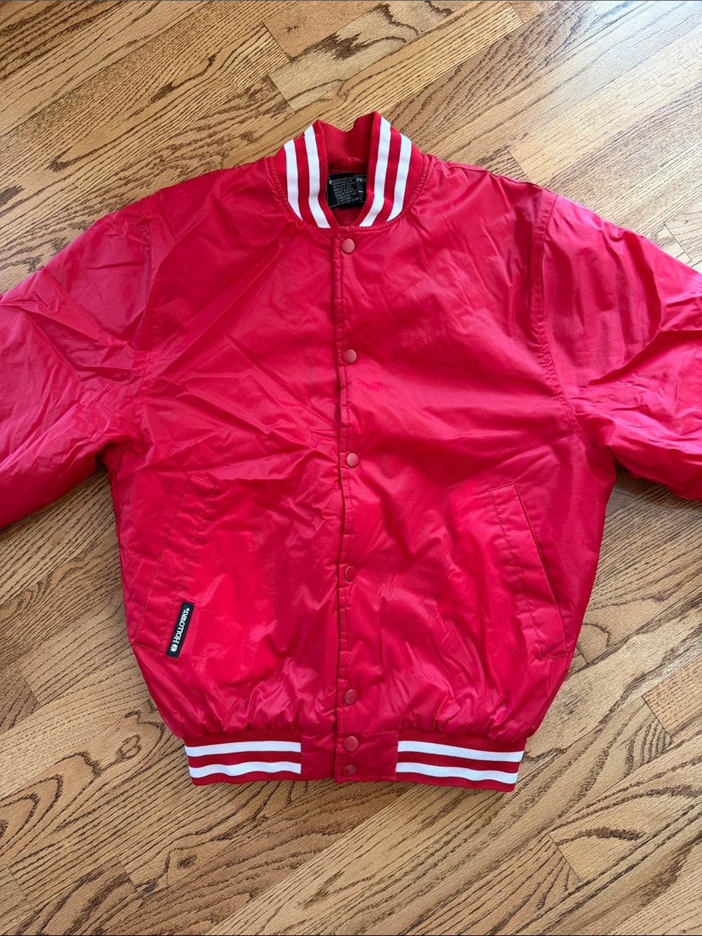 Holloway Red Bomber Jacket with White Striped Collar